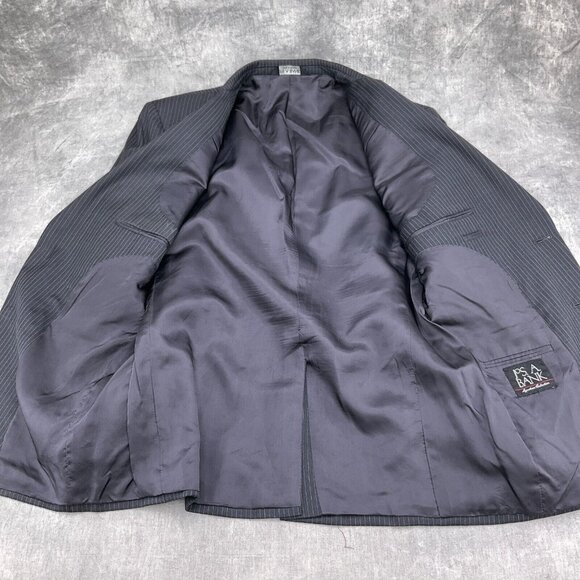 Jos A Bank Suit Men 40S/32Wx28L Gray Blue Pinstripe Signature Gordon Cuff Wool - Picture 9 of 16